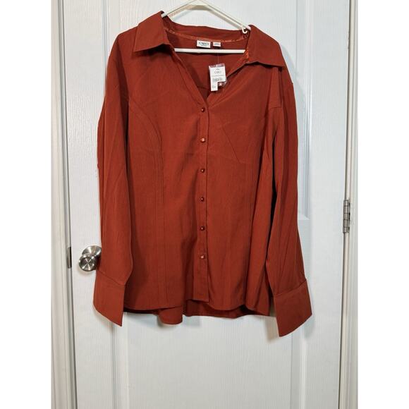 Cato women's long sleeve, rust colored, linen blend button down shirt, Size XXL - Picture 4 of 8